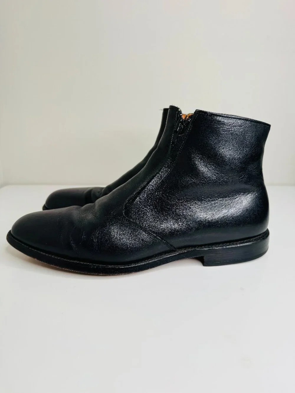 Allen Edmonds Kingston Vintage Boots Mens 11 High Top Black Leather Double Zippe